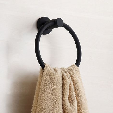 Portasciugamani nero opaco, portasciugamani rotondo (1/4)
