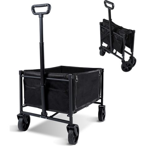 Jopassy Carrello da giardino Carrello pieghevole per il trasporto a mano, carico massimo 80 kg per campeggio, giardinaggio, shopping Nero (1/5)