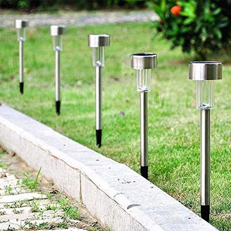 10 x Lampade da Giardino ricarica solare Paletti Solari Moderni LED Luce Bianca (1/5)