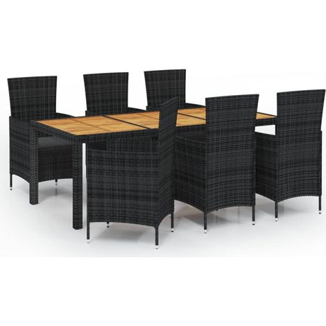 Juego de comedor de jardín 7 piezas ratán sintético negro vidaXL (1/5)