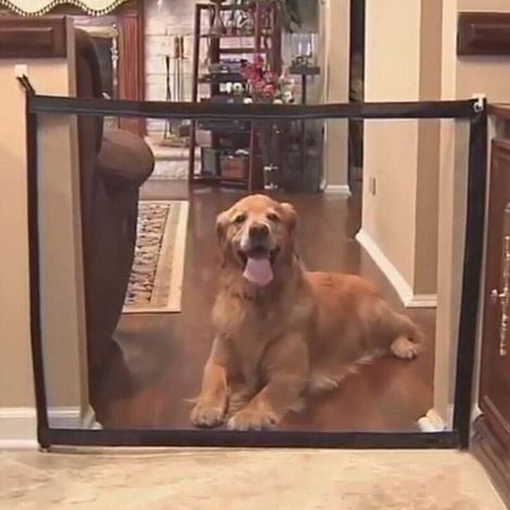 2Pcs Porte de sécurité pour Animaux de Compagnie, Garde-barrière Pliable portatif pour Porte moustiquaire,Black,180x72cm (1/4)