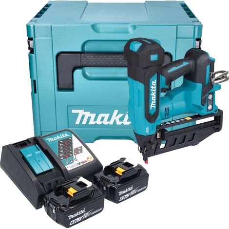 Clavadora a batería Makita DBN 601 RGJ 18 V 19 - 64 mm sin escobillas + 2 baterías de 6,0 Ah + cargador + Makpac