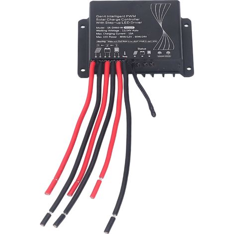 Contrôleur de charge solaire 12V/24V PWM, régulateur de charge de batterie avec pilote de moteur pas à pas LED (1/5)