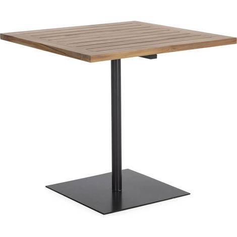 Table à Manger 80 x 80 x 75 cm Bois de Teck, Métal - Naturel, Gris Foncé (1/2)