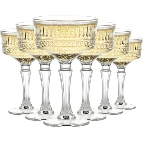 Lot de 6 verres à coupe côtelée de 265 ml, verres à martini, verres à cocktail classiques, pour cocktails, vin, champagne et cadeau (1/5)