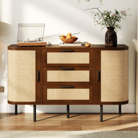 Credenza 120x40x82 cm in MDF marrone, 2 ante, 3 cassetti, per soggiorno – MEUBLIV (1/5)