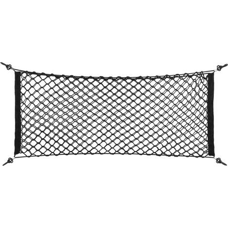 Sac de rangement voiture en nylon noir 90 x 40 cm – filet arrière camion, organisateur bagages avec crochet (1/5)