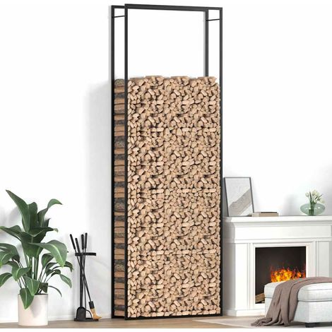 Brennholzregal Mattschwarz 110x28x312 cm Stahl