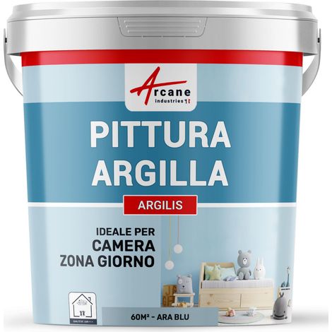 Pittura naturale all'argilla per decorare la camera dei bambini - ARGILIS - 60 m² (2x5 kg in uno strato) Ara blu - ARCANE INDUSTRIES