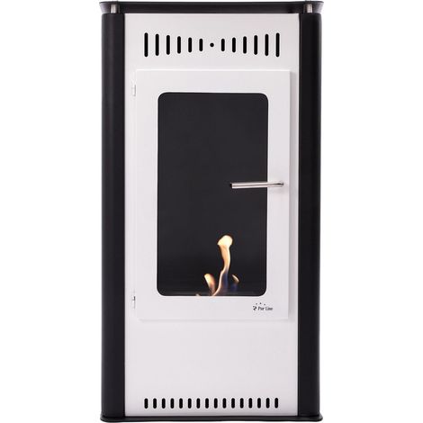 Purline – Poêle à éthanol 3kW en acier blanc – Porte en verre trempé – Design rectangulaire – 53 x 32 x 93cm – Réservoir 1,5L en inox (1/5)