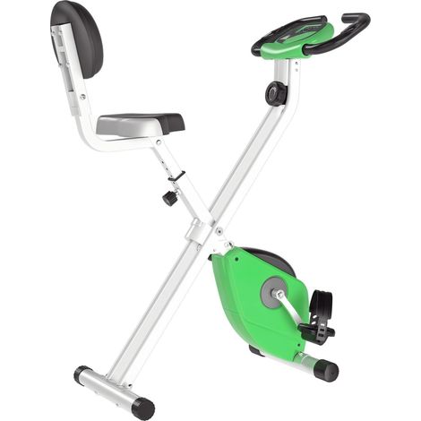 HOMCOM Magnetic Resistance Exercise Bike Foldable LCD Adjustable Seat Green (1/5)