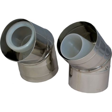 Wolf Curva di scarico fumi DN60/100 concentrica 2 pezzi, 45 gradi, in acciaio inox/PP, 2651913