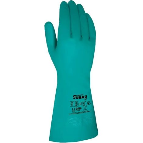 JUBA GUANTES 821 NITRILO FLOCADO QUIMICO ALIMENTARIO VERDE 9XL.CAT.III EN388+A1/374+1/18889