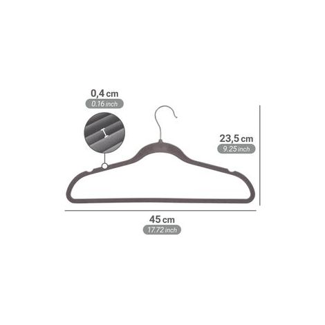 Cintres WENKO gris beflockés 25 pièces antidérapants extra fins en plastique pour chemises pantalons vestes avec Hosen-Steg et Rockeinkerbung rangement du linge idéal pour un espace optimisé (1/5)