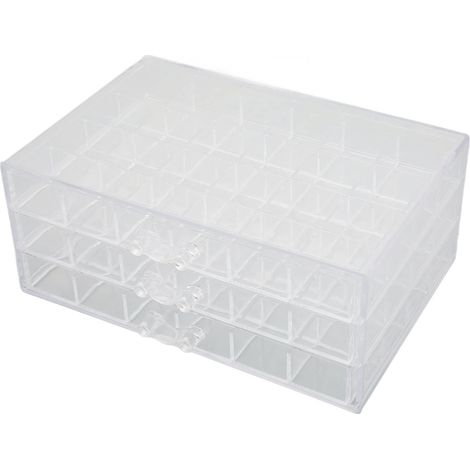 Boîte de rangement pour boucles d'oreilles 3 couches 72 grilles en acrylique transparent avec couvercle anti-poussière pour colliers et bagues (1/5)
