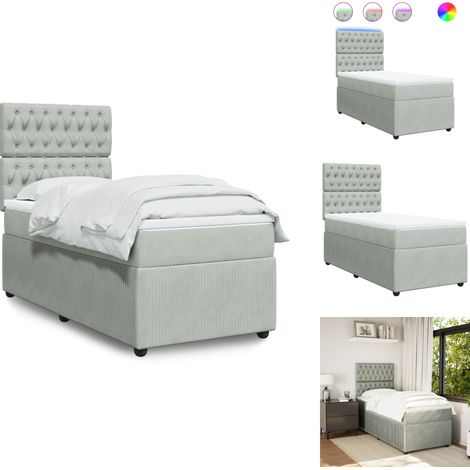 Sommier à lattes de lit et matelas Gris clair 100x200cm Velours - Sommier À Lattes De Lit - Sommiers À Lattes De Lit - Lit - Meuble De Chambre À Coucher (1/5)