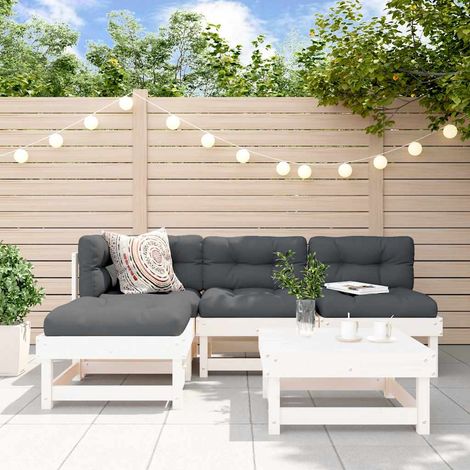 vidaXL Salon de jardin 5 pcs blanc bois massif de pin (1/5)