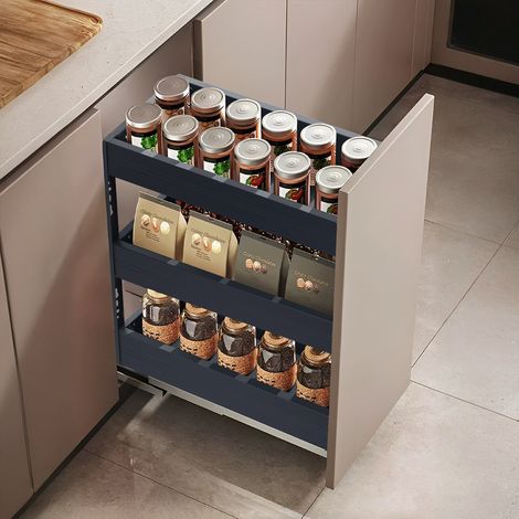 3-Tier Kitchen Cabinet Pull Out Aluminium Shelf