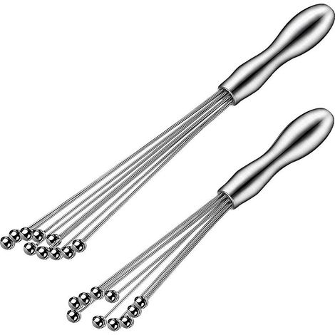 2 Pièces Mini Fouet Mélangeur à Billes Inoxydables 10 et 12 Pouces - Fouet Manuel pour Cuisine