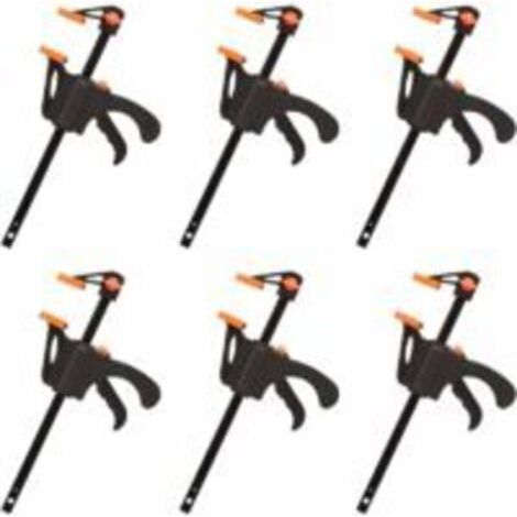 Pair Lntyq Lot de 6 Serre-joints en Forme de F, Serre Joint avec Serrage Rapide et Facile, Outils à Main pour Menuiserie(4pouces)