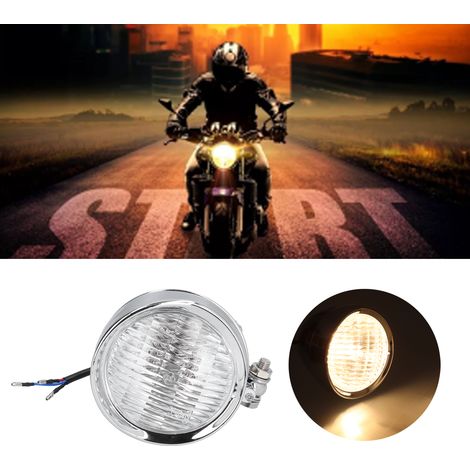 Phare de moto rétro 4 pouces 12V haute luminosité chromé universel avant (1/5)