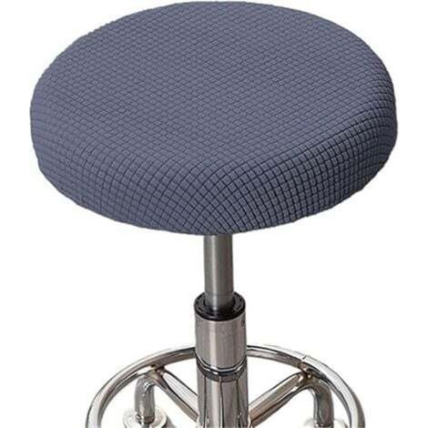 (4 pièces en gris) Housse de tabouret ronde housse de tabouret de bar, tissu luxueux, diamètre 30-36 cm, extensible, infroissable, lavable, résistant à la poussière (1/5)