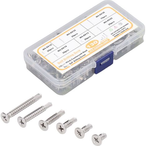 130 vis à tête plate cruciforme en acier inoxydable M4.8, antirouille et autoperceuses pour fibre de verre (1/5)