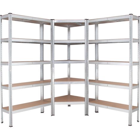 Regalsystem 3-teilig - 1x Eckregal 180x75x75x30x30 cm & 2x Lagerregal 180x90x30 cm 2625 kg (1/5)