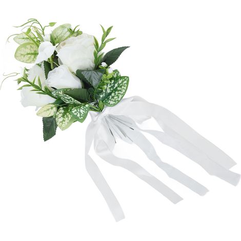 Stuhldekorationen für den Hochzeitsgang: Künstliche Stuhlblumen mit Drapierung für Party-Fotografie (1/5)