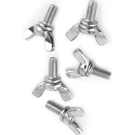 Satz mit 5 Flügelmuttern aus Edelstahl 304  Größe M5 x 40 mm  Werkzeuglose manuelle Befestigung  Für häufiges Verschrauben