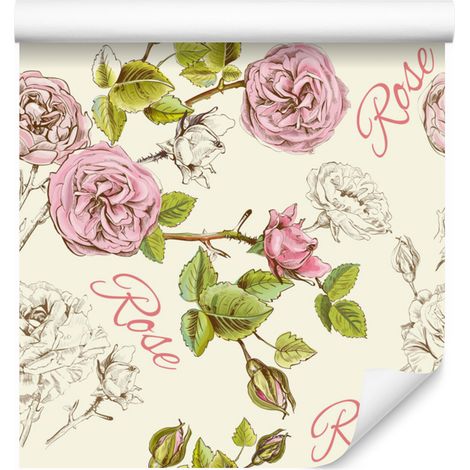 Elegante carta da parati con rose per soggiorno e camera da letto, 50x1000 cm (1/5)