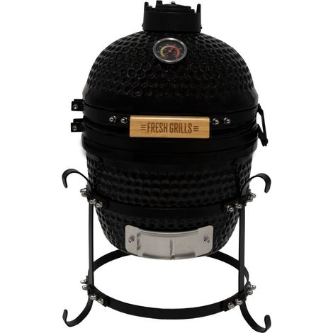 Kamado BBQ Grill 33cm Nero Ceramica Mini Forno Barbecue a Uovo Carbonella Affumicatore (1/5)
