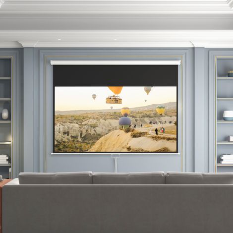 Pantalla de proyector 4K HD de 100 pulgadas, formato 16:9, montaje en pared y techo, pantalla metálica, ángulo amplio de 160 grados, para hogar, cine y exteriores, color blanco. (1/5)