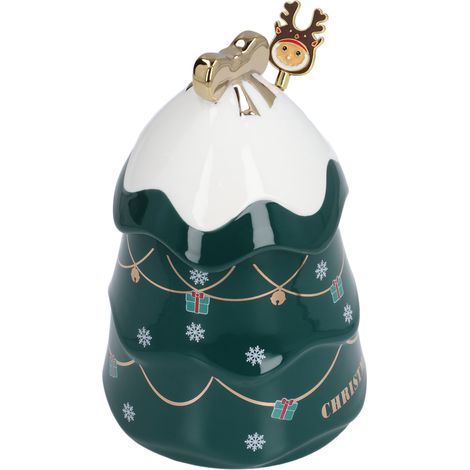 Keramikbecher mit grünem Weihnachtsbaum, Geschenkset mit Deckel und Löffel, dekorativer Kaffeebecher für Zuhause, festlicher Becher für Weihnachten (1/5)