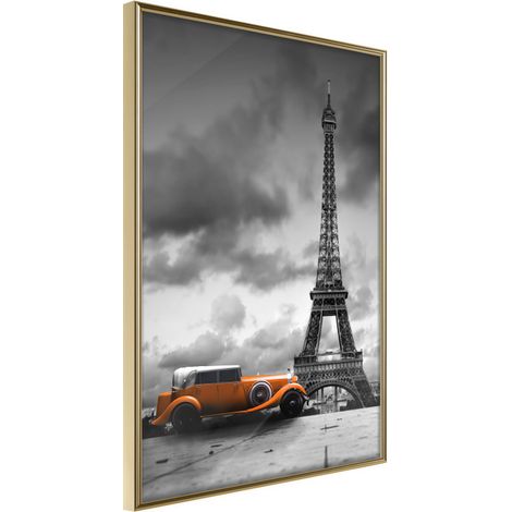 Affiche Murale Encadrée "Under the Eiffel Tower" 30 x 42 cm Or