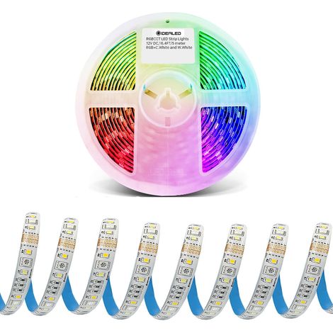 Bande LED RGBWW 12V 5m à intensité variable RVB blanc froid (2700-6000K) lumière du jour 6 fils RGBCCT LightStrip Plus pour décoration de chambre à coucher Ambiance Lighting (1/5)