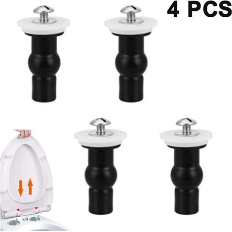 Tornillos de fijación del asiento del inodoro, 2 pares de kit de fijación del asiento del inodoro universal pernos de expansión para accesorios del asiento del inodoro, bisagra de acero inoxidable (1/5)