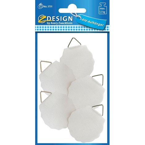 Set mit 5 weißen Klebehaken, Tragkraft 1,2 kg, Durchmesser 40 mm, zur Wanddekoration (1/5)