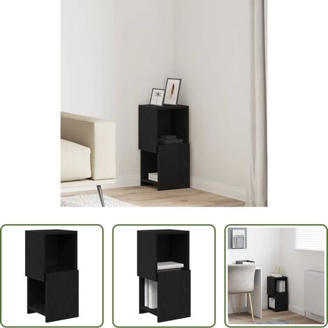 Rangement salon - Meuble d'angle Chêne noir 25,5x25x55cm Bois d'ingénierie (1/5)
