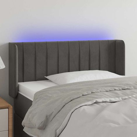 Tête de lit LED gris foncé en velours, réglable en hauteur, 93 x 16 x 78/88 cm - PANGIVO (1/5)