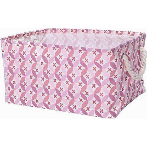 TRADE SHOP - Cesto Contenitore Portabiancheria Bucato Con Manici Tessuto Rosa 43x32x25cm 79207 - (1/2)