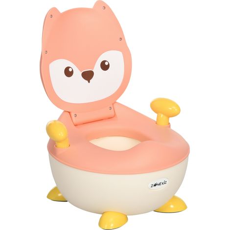 Pot renard rose 6 à 36 mois avec couvercle antidérapant 34,5x35x23 cm, accessoire enfant design sobre pour apprentissage pratique et mignon