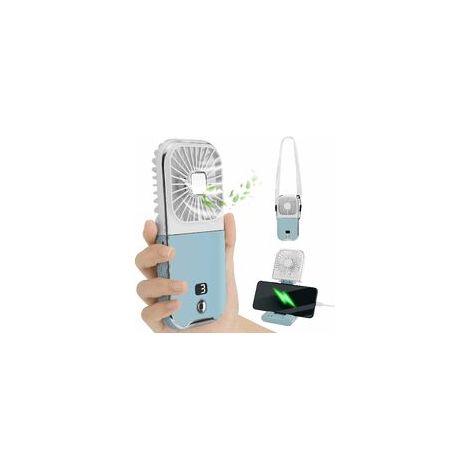 Ventilateur Portatif, Mini Ventilateur Portable, Ventilateur A Main, Petit Ventilateur Personnel à 4 Vitesses, Ventilateur de Poche, Ventilateur USB Silencieux Rechargeable à 180°pour Extérieu (1/5)