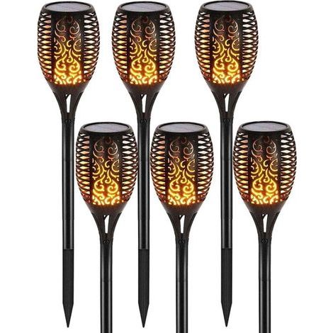 12 luces solares LED, 54 cm, decoración de jardín exterior con luz parpadeante, paquete de 6 (1/5)