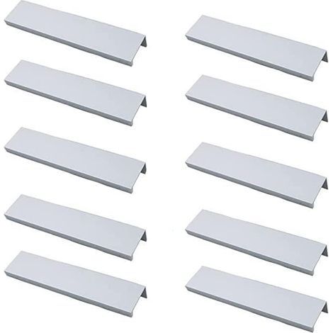 (Blanc)Lot de 10 Poignée Noir Poignée de Meuble Noir- Poignée Invisible Poignee de Meuble Cuisine Noir Poignée Meuble Noir Mat en Alliage d'Aluminium Entraxe 128mm (1/5)