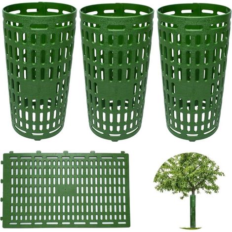 Protection de tronc d'arbre - Raccord ajustable, convient aux jardins, bois, etc. - 3 pièces, vert, 38,1 x 25,4 cm (1/4)
