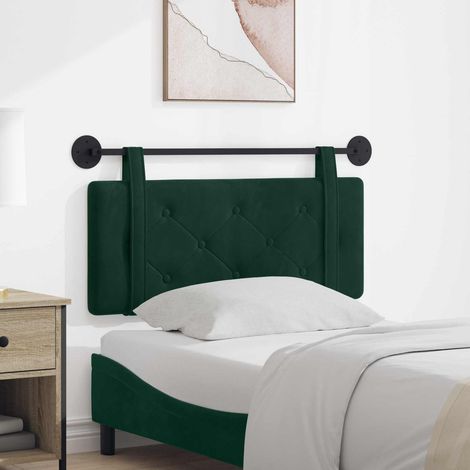 Tête de lit suspendue 110 x 55 x 5 cm, velours vert foncé, capitonnée, montage mural - PANGIVO (1/5)