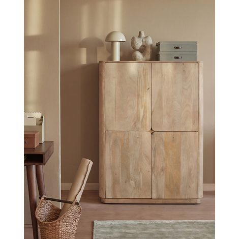 Elio - Petite armoire 4 portes en manguier massif (1/5)