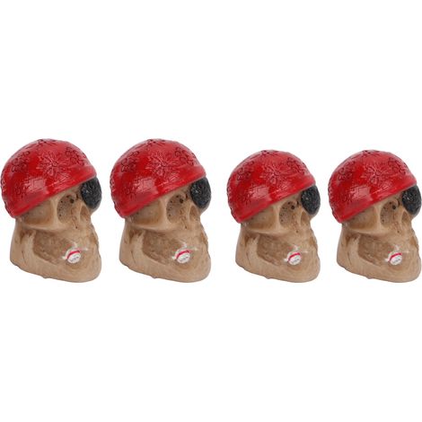 Lot de 4 bouchons de valve de pneu en forme de crâne avec joint en caoutchouc pour voitures, vélos, SUV, camions et motos (rouge) (1/5)