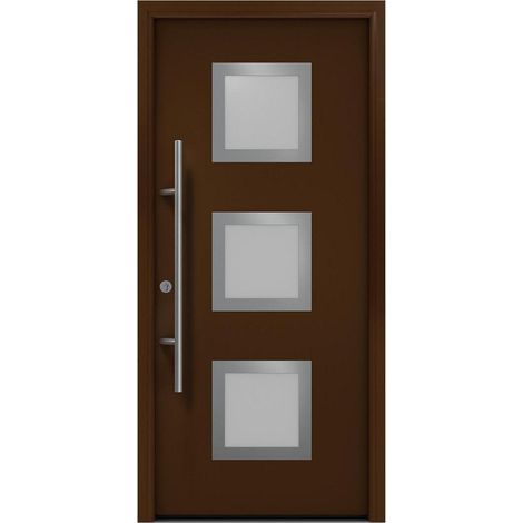 Hörmann Ecostar Haustür "ISOPRO Secur IPS 810S", terrabraun (RAL 8028), 110 x 210 cm (B x H), DIN Links
